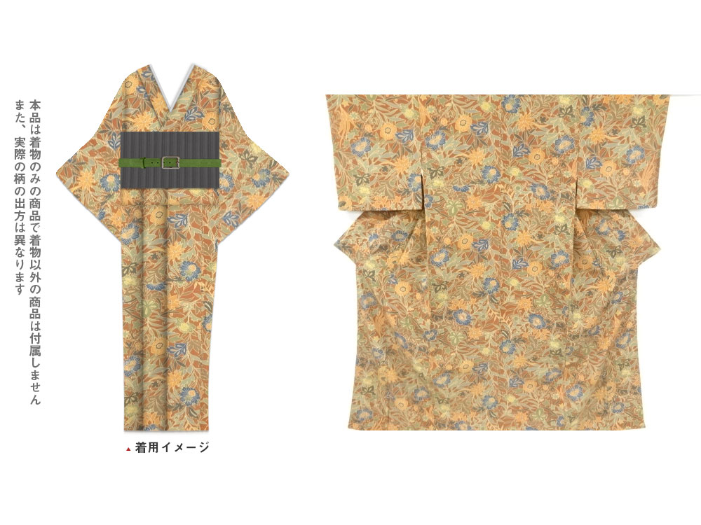JAPANESE KIMONO / VINTAGE KOMON KIMONO / PEONY & FLORAL PLANTS